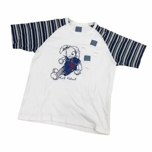 ND173-③ 日本製 Karl Helmut カールヘルム 半袖 Tシャツ トップス プルオーバー クルーネック コットン 綿100% ホワイト系 メンズ 4L