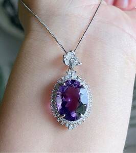 天然石 逸品アメジストs925（紫水晶）のネックレス（番号A2806）