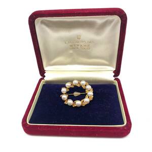 【長期保管品】MIKIMOTO ミキモト K18 パールブローチ パール径：約5.8mm 総重量9.9g（管15394）