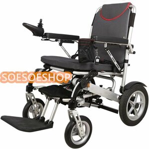 電動車椅子 シートベルト付き折りたたみ式軽量ポータブル電動車椅子 電力または手動操作 調節可能な背もたれとペダル ジョイスティック