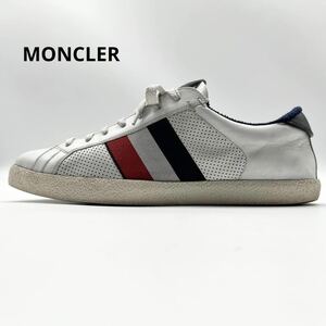 1円 【極美品】 MONCLER 【王者の貫禄】 モンクレール メンズ スニーカー ローカット シューズ 靴 トリコロール 白 ホワイト 44 28.0cm相当