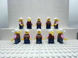 C2　レゴミニフィグ　白帽子ポニーテール女の子　10個セット　新品未使用　LEGO社純正品