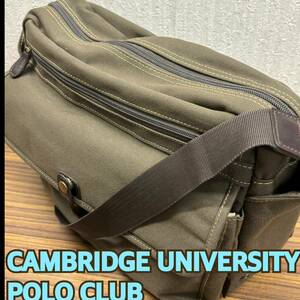 鞄 ◆ CAMBRIDGE UNIVERSITY POLO CLUB◆ ショルダーバッグ オリーブ系 カーキ 後ろ斜め掛けOK! ◆ ポロクラブ ◆ 男女兼用 カバン 