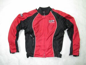 エルフelf ライダースメッシュジャケット 赤黒レッドブラック/Lサイズ/パッド背中/ジャンパー