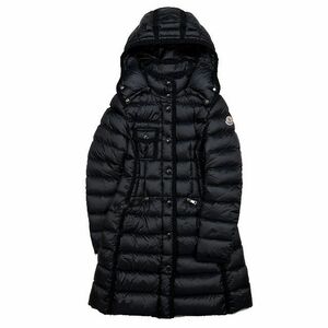 モンクレール MONCLER HERMINE エルミンヌ ダウン コート ジャケット ロング丈 Aライン フード付き ナイロン アウター サイズ00 黒 /ME12