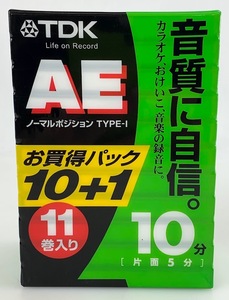 【未開封・未使用】F0237 カセットテープ 11巻 セット TDK AE-10X11G 10分 ノーマルポジション オーディオ 保管品