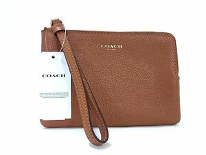 1円 ■新品同様■ COACH コーチ C3650G レザー メイクポーチ マルチケース 化粧ポーチ 小物入れ レディース メンズ ブラウン系 FA4189