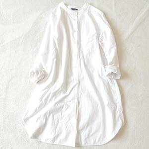 T684 美品 ジャーナルスタンダード 日本製 バンドカラーシャツブラウス JOURNAL STANDARD ホワイト 白 レディース 羽織り 綿100% 長袖