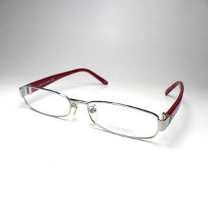 シャネル　メガネ　眼鏡　サングラス　新品　未使用　赤　シルバー　メタル　