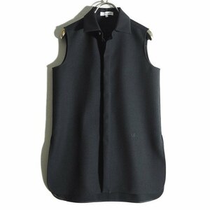 C2076f10　▼MADISONBLUE マディソンブルー▼　FLY FLONT SLEEVELESS SHIRT ウールノースリーブスシャツ ブラック 01 / 黒 ブラウス 秋～春