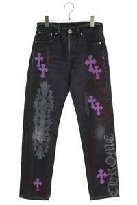 クロムハーツ Chrome Hearts STENCIL DENIM ステンシル サイズ:29インチ ペイントデザインクロスパッチ付きデニムパンツ 中古 SJ02