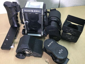 MAMIYA C330 二眼レフカメラ セット cdsポロファインダー グリップホルダー レンズ 55㎜ 250㎜ レンズフード 備品 まとめて 動作未確認 C51