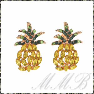 [EARRING] Gold Plated Crystal Pineapple カラフル クリスタル パイナップル トロピカル フルーツ 3cm ピアス 【送料無料】