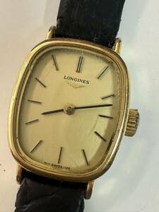 〇 LONGINES ロンジン 手巻き 817 1136 2針 アナログ 時計 ゴールド文字盤 ベルト社外品　レディース 腕時計 稼働