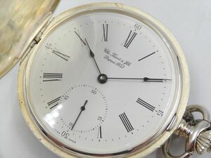 18218Ah TISSOT ティソ 稼動品 SV925 STERLING SILVER シルバー スモセコ 懐中時計 ロンジン925チェーン付き 手巻き ケース50mm