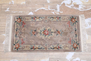 NN261 ウール製 手織り 中国段通 玄関マット 絨毯 ラグ キッチンマット ジュータン 幅150.5×70cm(房含む)