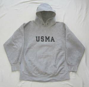 ☆80s トリコタグ チャンピオン USMA リバースウィーブ (XL) 染み込み スウェットパーカー ヴィンテージ 単色 タタキ 後付け usafa navy 