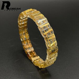 夢色 EU製 定価11万円★ROBEAN・タイチンルチルバングル★黄金針水晶 ブレスレット パワーストーン 金運 お守り 10.7*7*5.7mm C405101