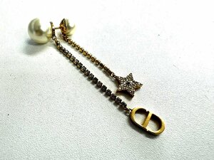 〓 【Christian Dior クリスチャンディオール トライバル ラインストーン パールピアス メタル 片耳 レディース ゴールド】HO9604