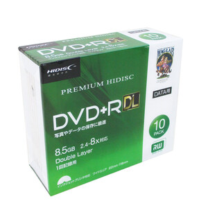 DVD+R DL 片面2層 8倍速 8.5GB 10枚 スリムケース入り インクジェットプリンター対応 HIDISC HDVD+R85HP10SC/0108ｘ１個