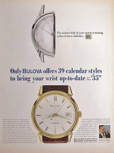 稀少・時計広告！1964年ブローバ 時計広告/Bulova Selfwinding Watch/Q