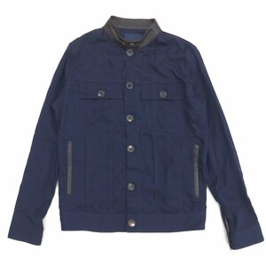●RAINMAKER レインメーカー 部分馬革 ホースハイド サファリジャケット 48(L) 紺 ネイビー ブルゾン シャツジャケット 日本製 メンズ 紳士