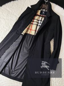 K24【シルクのような手触り】定価14万●BURBERRY LONDON●スプリング●輝く光沢感!!ステンカラーコート バーバリーコート メンズ