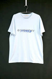 中古 GIVENCHY REGULAR FIT T-SHIRT ジバンシィ カリグラフィックプリント レギュラーフィット Tシャツ ミネラルブルー XS BM70WW3002