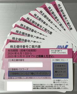 即決　番号通知可能★ANA　全日空　株主優待券 2025年5月まで　9枚可★ピンク