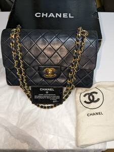 シャネルCHANEL マトラッセ23ｃｍ　ラムスキンブラック　Wゴールドチェーン