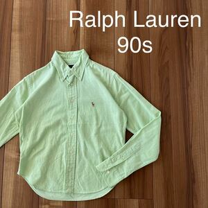 90s RALPH LAUREN ラルフローレン BB ボタンダウンシャツ ポニー刺繍ロゴ インパクト21 マスカット レディース サイズ11 (M相当) 玉mc2648