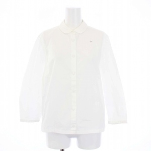 ミナペルホネン mina perhonen laboratory ブラウス シャツ 七分袖 丸襟 刺繍 40 L 白 ホワイト /KH レディース