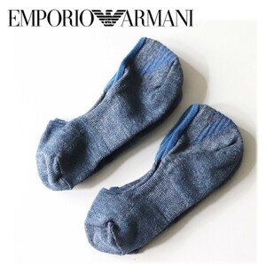 《EMPORIO ARMANI エンポリオアルマーニ》箱付新品 くるぶしソックス2足セット 靴下 25~27cm プレゼントにも A9398