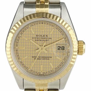 ロレックス ROLEX デイトジャスト 千鳥格子/ハウンドトゥース文字盤 69173 腕時計 SS YG 自動巻き ゴールド レディース 【中古】