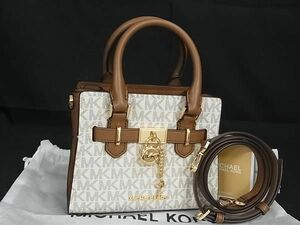 ■新品■未使用■ MICHAEL KORS マイケルコース ハミルトン MK柄 PVC 2WAY ハンドバッグ ショルダー アイボリー系×ブラウン系 AU7525