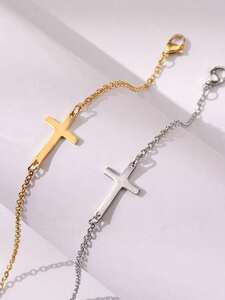 レディース ジュエリー ブレスレット セット 女性用 ステンレススチール 十字架 デザイン ブレスレット 2色セット