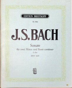 バッハ トリオ・ソナタ ＢＷＶ 1039 (フルート２重奏とピアノ) 輸入楽譜 Bach TRIOSONATE BWV1039 洋書