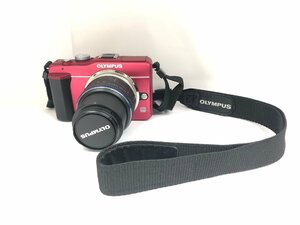 送料無料 1円～ 動作確認済み 美品 OLYMPUS オリンパス カメラ E-PL1S ミラーレス 一眼レフ レッド レンズ 14-42mm 1:3.5-5.6