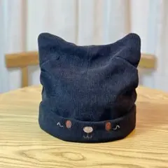 【新品】帽子　コーデュロイ　ブラック　猫　かわいい　女子　学生