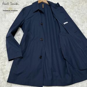 極美品/定価5.5万●Paul Smithポールスミス 【英国THOMAS MASON】撥水 ステンカラーコート スプリング ビジネス ジャケット ネイビー M 春