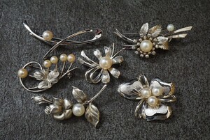 B786 全てSILVER アコヤ真珠 本真珠 パール ブローチ ヴィンテージ アクセサリー 大量 セット まとめて おまとめ まとめ売り 装飾品