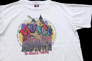 ★90s USA製 MUSIC MIDTOWN an atlanta festival コットンTシャツ 白 XL★オールド ビンテージ ブルース ロック ゴスペル レゲエ バンド