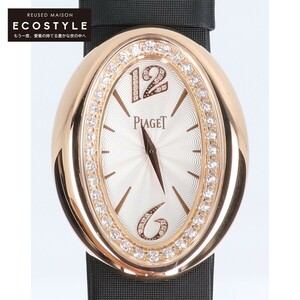 新品同様/ PIAGET ピアジェ P10442 750PG ダイヤモンド マジックアワー サテンレザーベルト クオーツ 腕時計 レディース
