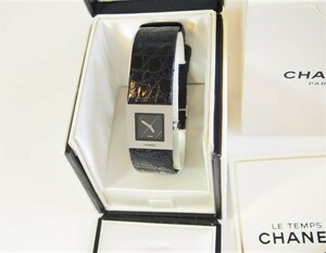 可動中美品★CHANEL★マトラッセ腕時計★直営店購入保証書付シャネル黒ヴィンテージクォーツウォッチ箱ステンレスレザーベルトキルティング