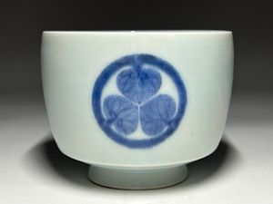 【瑞】時代　染付　葵紋　茶碗　茶道具