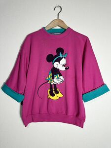 90s vintage Disney Minnie Mouse sweatshirt ヴィンテージ ディズニー ミニーマウス スウェット 七部袖 古着 USA製 ミッキー 