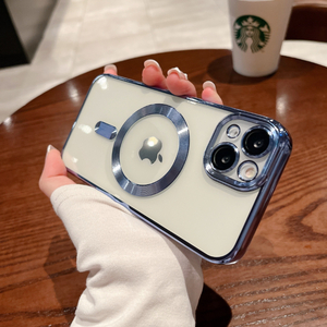 iPhone 14 (6.1 インチ) Magsafe 対応 電気メッキ耐衝撃性ケース ファーピークブルー