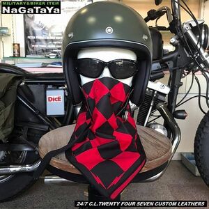 24/7トゥエンティ・フォー・セブン CUSTOM LEATHERS TFM1 防埃 フェイスマスク レッド ビンテージ バンダナ パターン バイカーギア