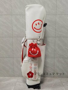 【管理番号LA-27】PG ゴルフバッグ キャディバッグ PU キャスター付き　収納型 4KG 新品 ホワイ