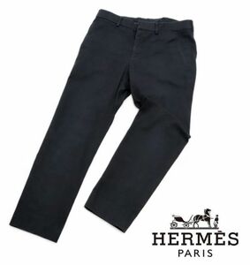 HERMES MENS COTTON CHINO PANTS エルメス コットン チノパンツ トラウザーズパンツ スラックス チノパン ブラック 40 イタリア製 JK-20